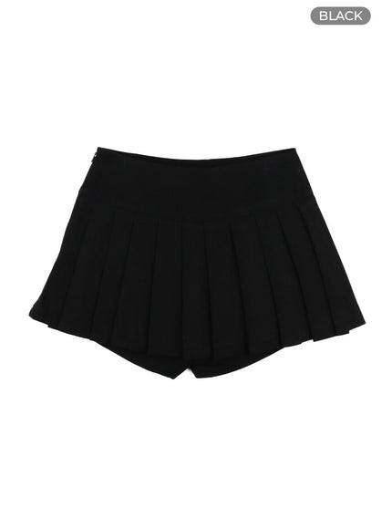 pleated-mini-skorts-oa425 / Black