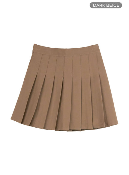 pleated-chic-mini-skirt-ou419 / Dark beige