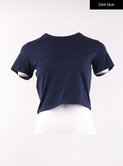 basic-round-neck-crop-tee-of406 / Dark blue