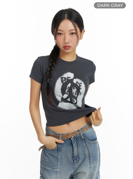 graphic-crop-tee-cf427 / Dark gray