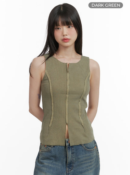 stitching-tank-top-cy414 / Dark green