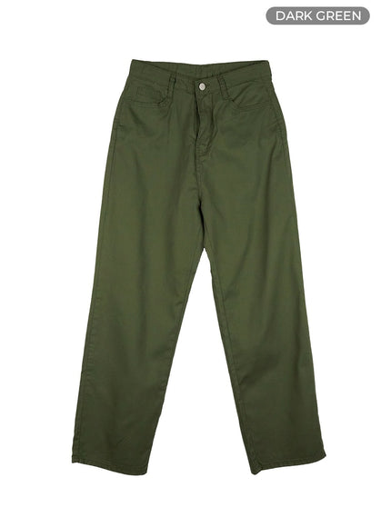 basic-cotton-straight-leg-pants-oy424 / Dark green