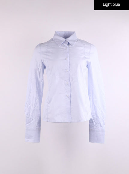 solid-button-up-shirt-cj429 / Light blue