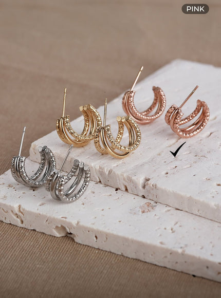 gaping-line-earrings-il404 / Pink