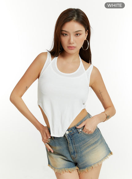 cut-out-sleeveless-top-cu421 / White