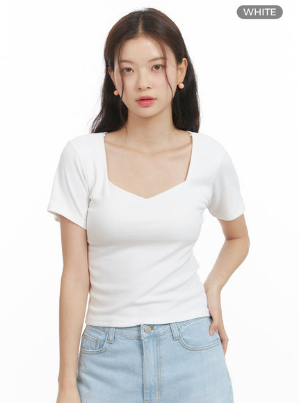 solid-square-sweetheart-top-oy421 / White