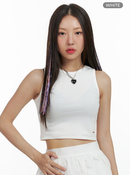 solid-cotton-crop-tank-top-ol408 / White