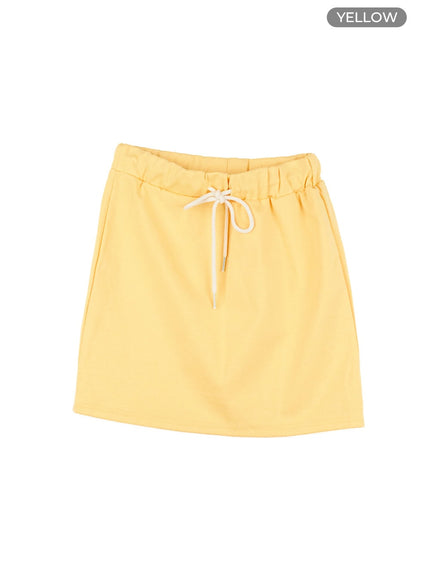 string-cotton-mini-skirt-ou407 / Yellow