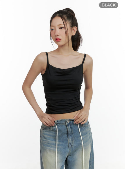 shirred-cotton-cami-top-cl410 / Black