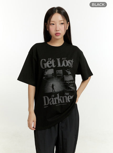 round-neck-graphic-tee-cl401 / Black