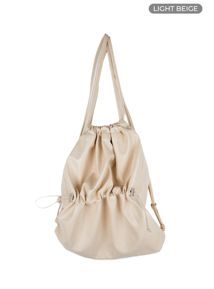 faux-leather-string-backpack-cu410 / Light beige