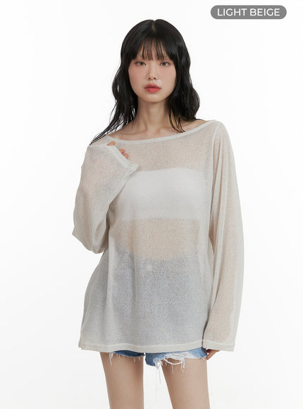 sheer-bliss-long-sleeve-sweater-cu413 / Light beige