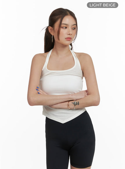 activewear-halter-tank-top-cy423 / Light beige