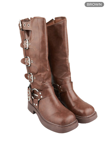 stud-buckle-long-boots-ou404 / Brown