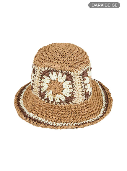 summer-flower-bucket-hat-ou418 / Dark beige