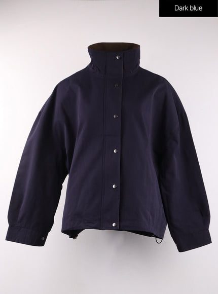 grandpacore-oversized-button-bomber-jacket-of406 / Dark blue