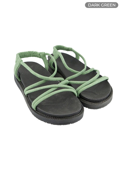 multi-strap-flat-sandals-oy427 / Dark green