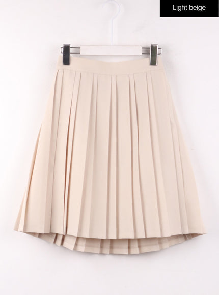 pleated-midi-skirt-of405 / Light beige