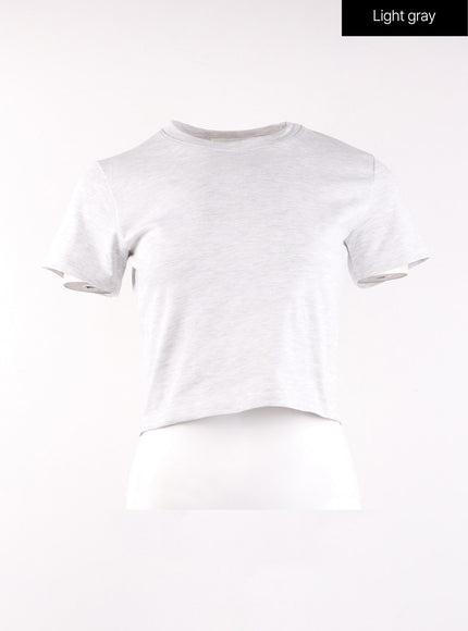 basic-round-neck-crop-tee-of406 / Light gray