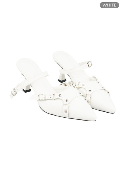 buckled-faux-leather-heels-ou404 / White