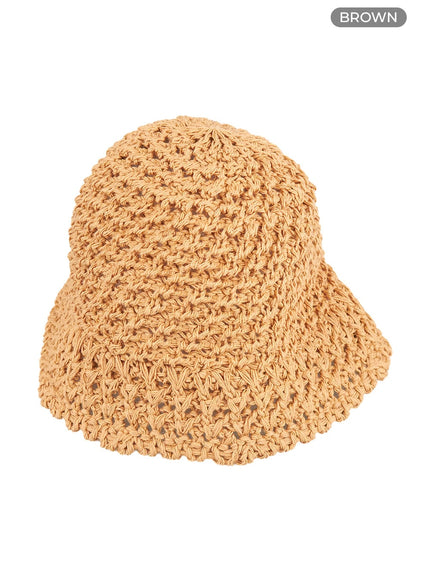 crochet-bucket-hat-cl410 / Brown