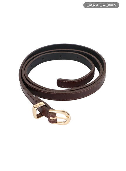 slim-buckle-waist-belt-cy416 / Dark brown