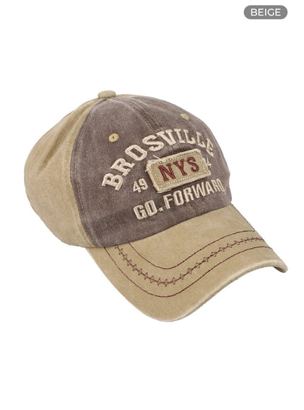 washed-embroidered-cap-oy408 / Beige