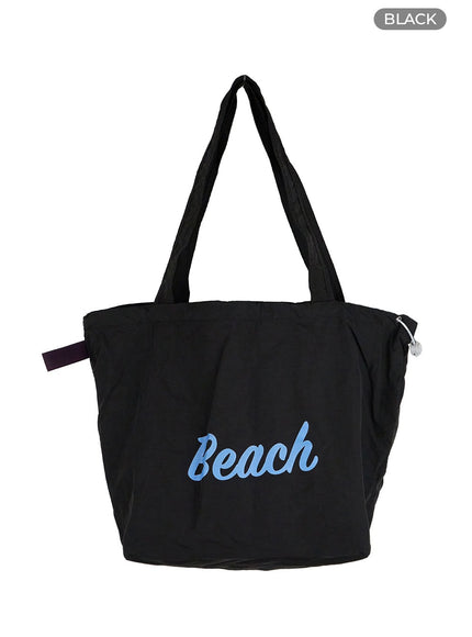 lettering-string-tote-bag-ou418 / Black