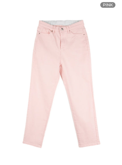 solid-cotton-straight-pants-ol411 / Pink