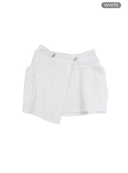 unbalanced-cargo-mini-skirt-cl403 / White