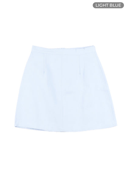 cotton-solid-mini-skirt-om429 / Light blue