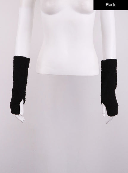 fuzzy-fingerless-arm-sleeves-cj429 / Black