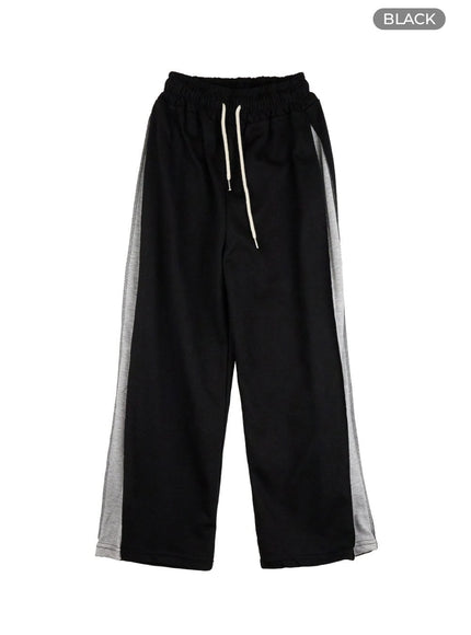 string-color-block-sweatpants-ol408 / Black