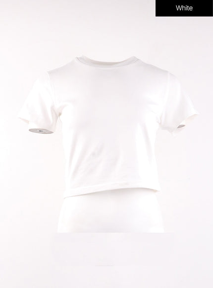 basic-round-neck-crop-tee-of406 / White