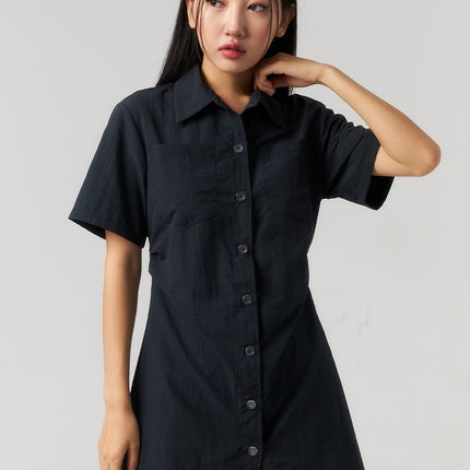 nylon-mini-shirt-dress-cu329