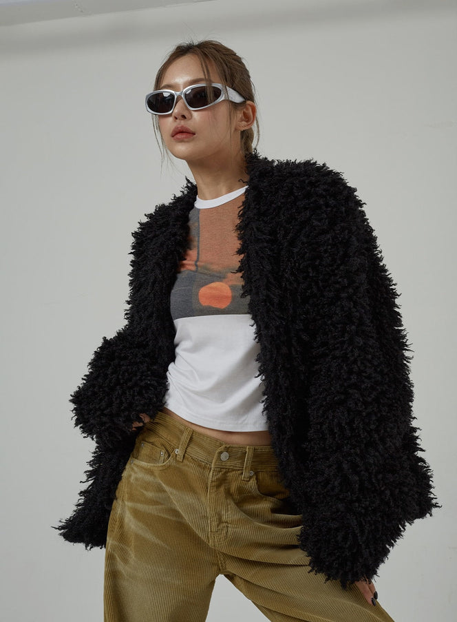 Faux Fur Oversized Jacket Unisex CJ305