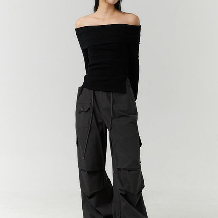 string-wide-fit-cargo-pants-cn317 / Dark gray