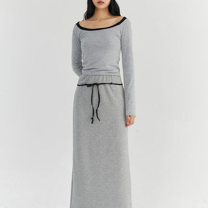 fleeced-maxi-sweat-skirt-co327 / Gray