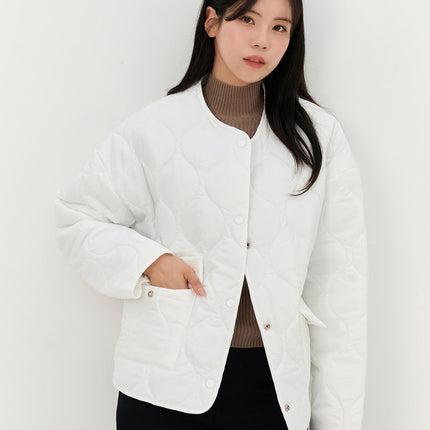 buttoned-quilted-puffer-jacket-oo327 / White