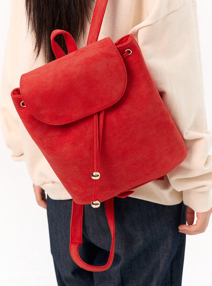 faux-suede-backpack-io317 / Red