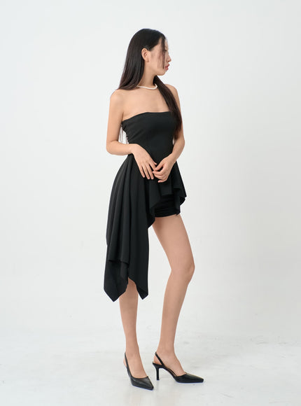 Asymmetrical Hem Tube Top and Shorts Set IG31