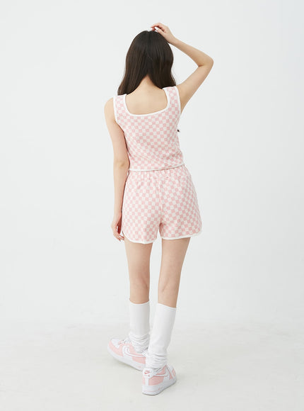 Checkered Tank Top and Shorts Set BU12