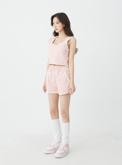 Checkered Tank Top and Shorts Set BU12