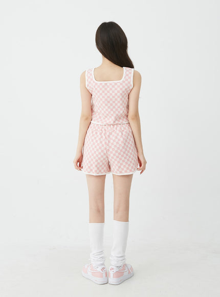 Checkered Tank Top and Shorts Set BU12