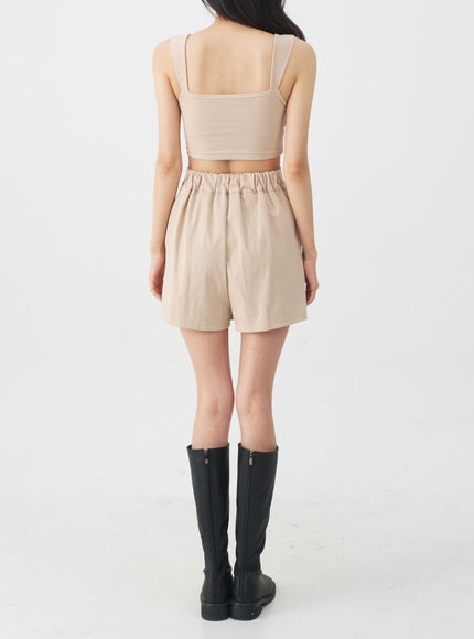 Cropped Sleeveless Top and Shorts Set IJ23