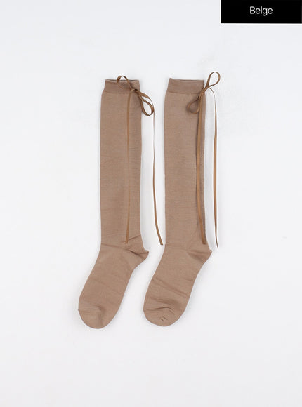 ribbon-tie-socks-oo319 / Beige