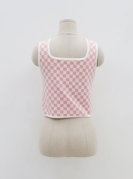 Checkered Tank Top and Shorts Set BU12