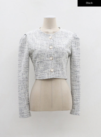 Tweed Cropped Cardigan And Shorts Set BF301